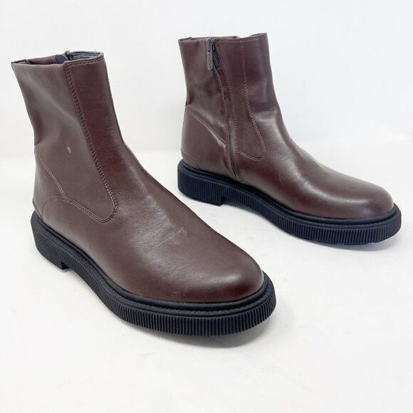 Franco Sarto Shoes - Franco Sarto A-Jinta Faux Leather Brown Lug Combat Boot Booties Size 10